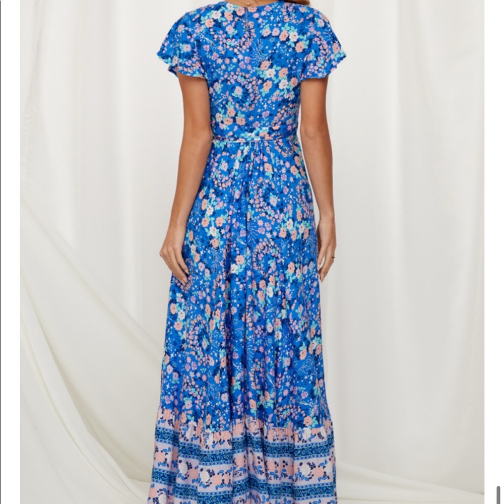 Boho Floral Gypsy Print 60’s Maxi Wrap Dress - Picture 10 of 12